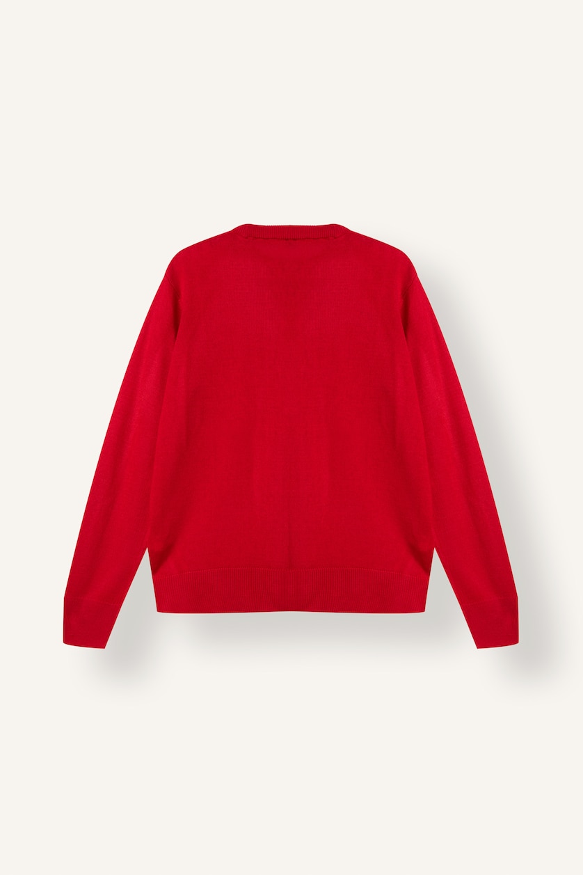 Women Red Relaxed Fit Ultra Soft Crew Neck Sweater