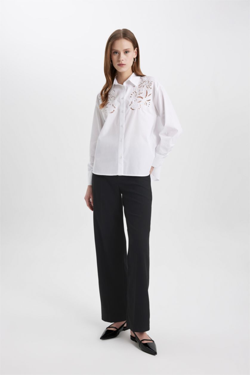 FEMME Blanc Oversize Fit Poplin Long Sleeve Shirt