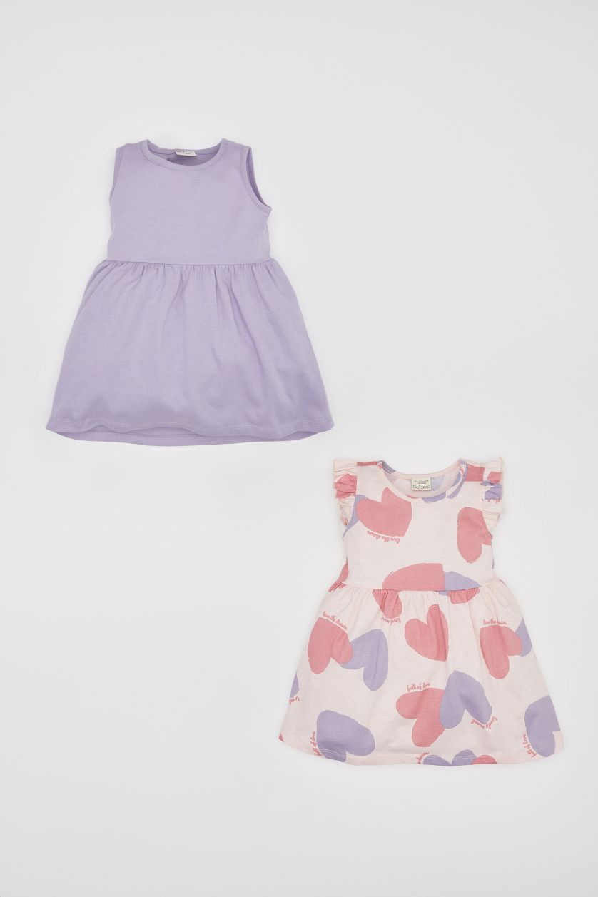 BABY GIRL Light Pink Baby Girl Patterned Sleeveless 2 Piece Dress