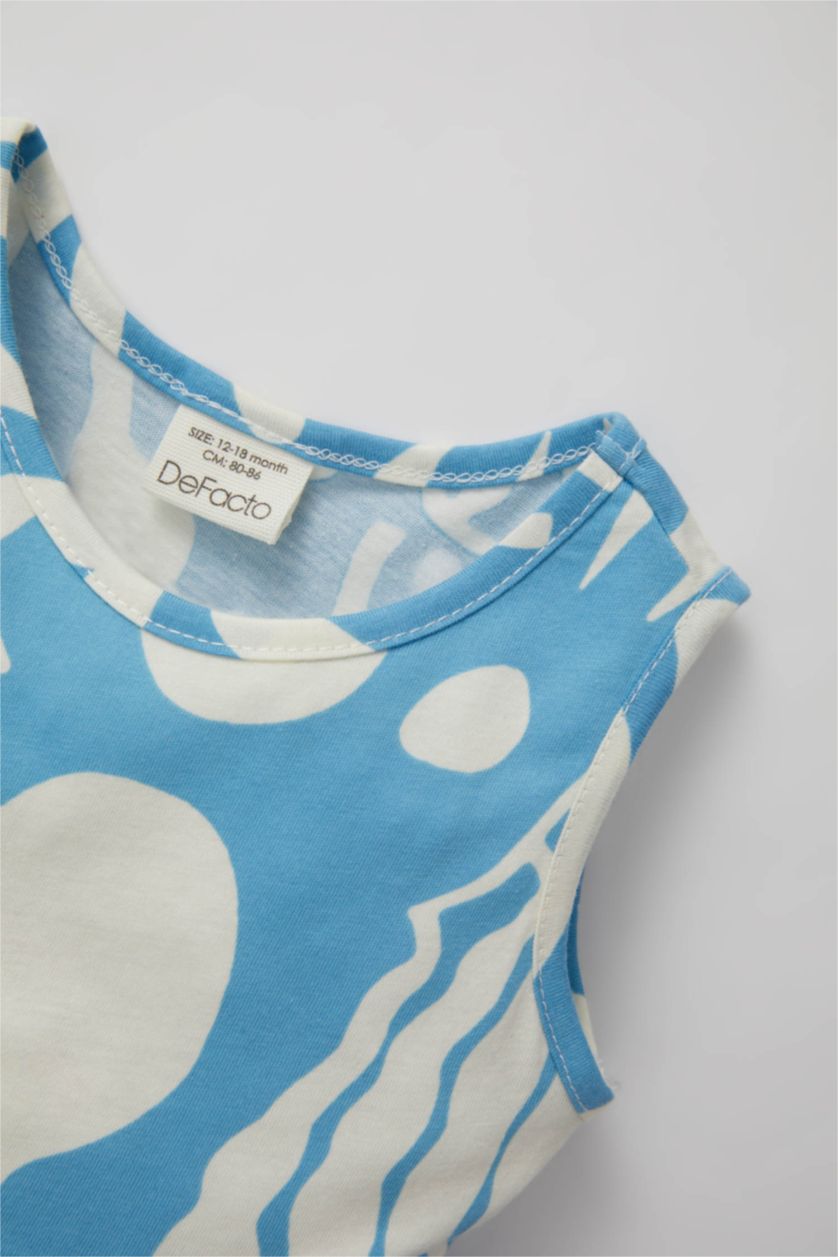 BABY GIRL Blue Baby Girl Patterned Sleeveless Dress