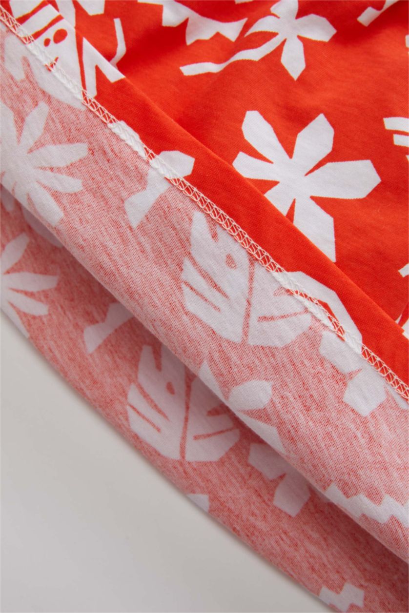 BABY GIRL Coral Baby Girl Patterned Sleeveless Dress