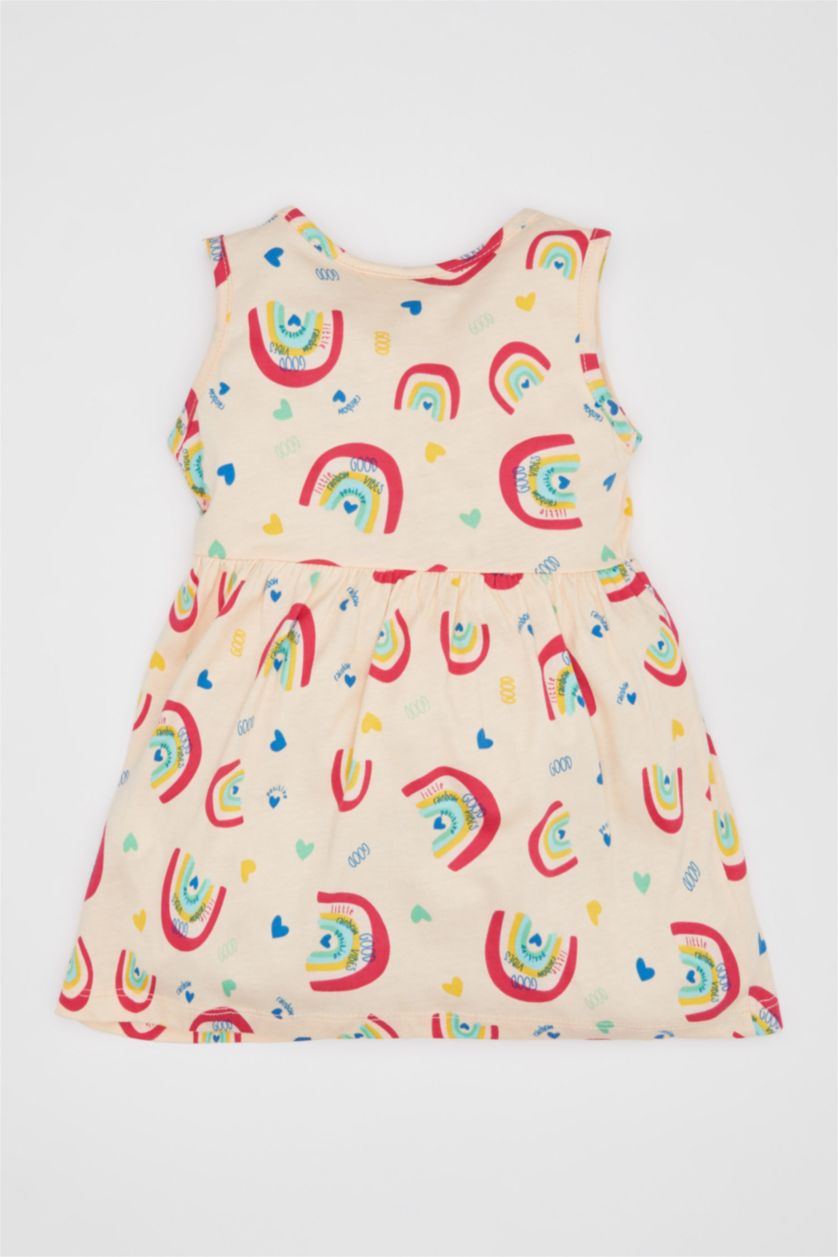 Kız Bebek Açık Pembe Kız Bebek Desenli Kolsuz Elbise