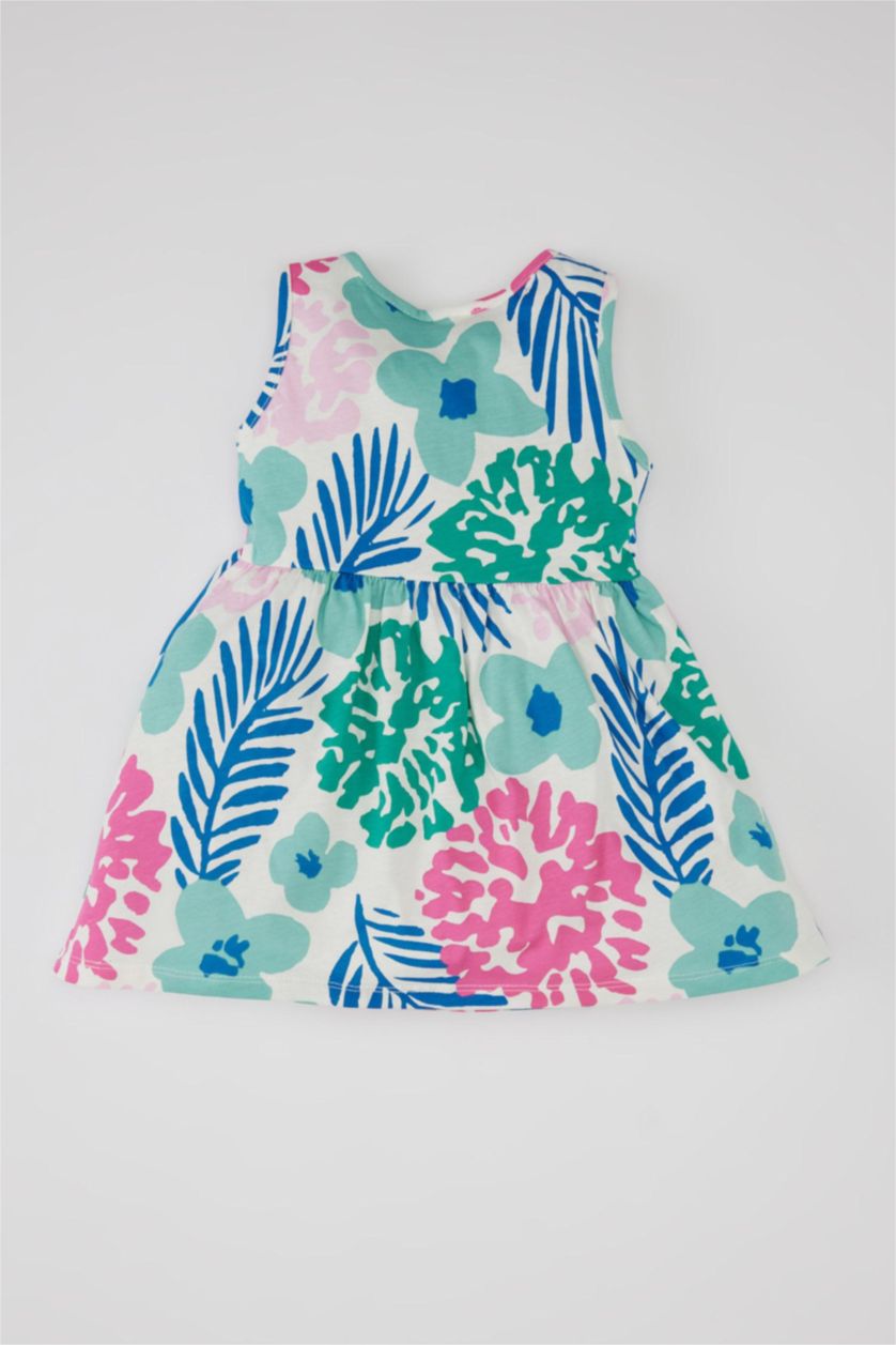 Baby Girl White Baby Girl Patterned Sleeveless Dress