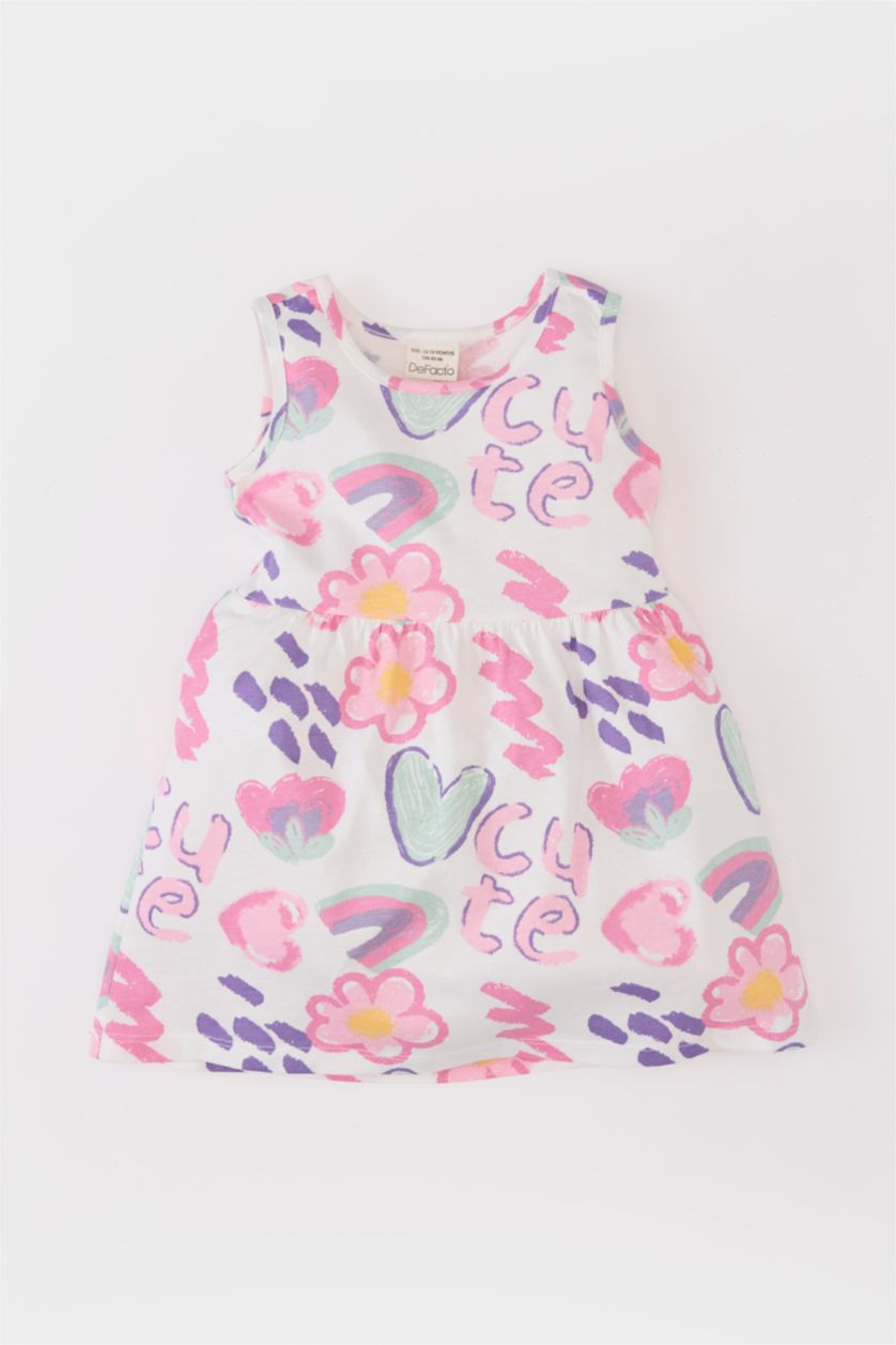 Baby Girl Ecru Girl Patterned Sleeveless Dress