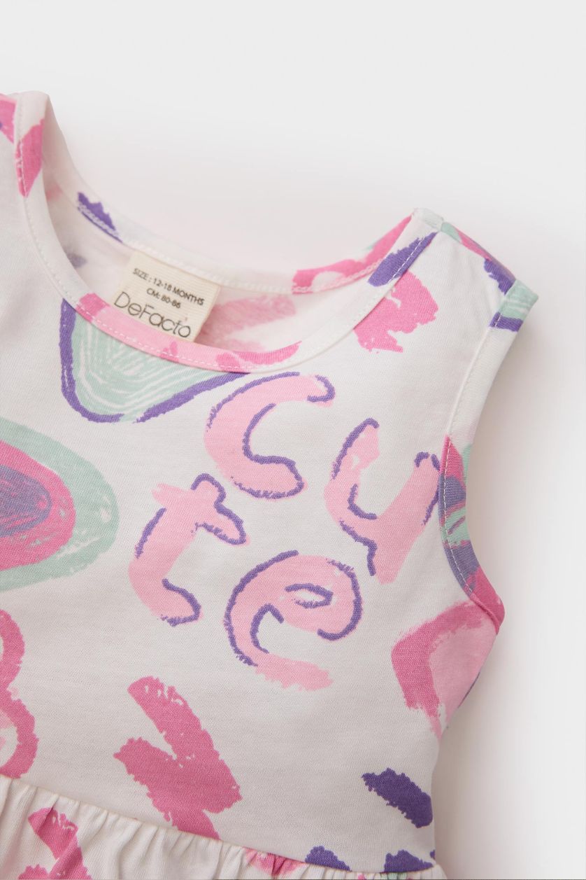 Baby Girl Ecru Girl Patterned Sleeveless Dress