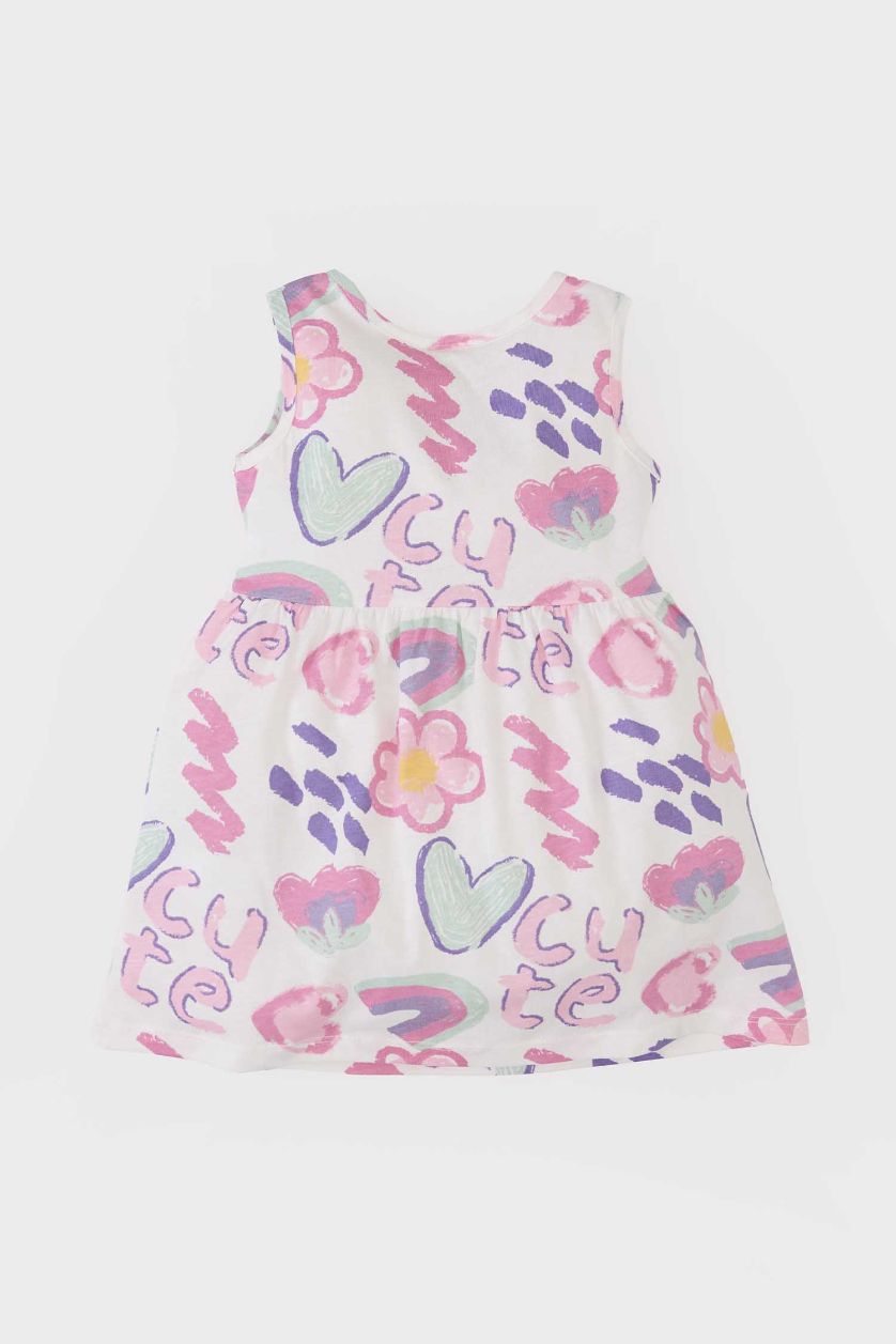 Baby Girl Ecru Girl Patterned Sleeveless Dress