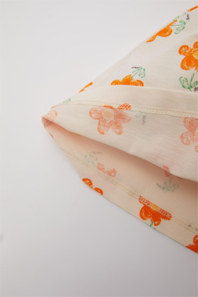 طفلة صغيرة برتقالي فستان بناتي قصة عادية بدون كم - قطعتين