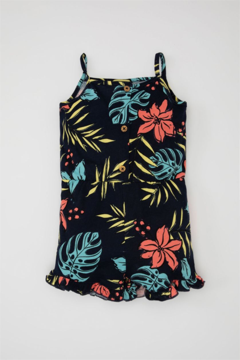 طفلة صغيرة كحلي جمبسوت بناتي قصير بحمالات