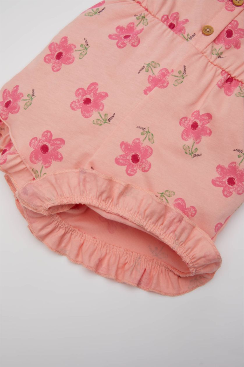 BABY GIRL Salmon Baby Girl Patterned Strappy Short Jumpsuit