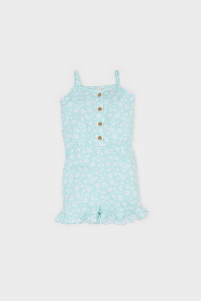 BABY GIRL Light Green Baby Girl Patterned Suspender Jumpsuit