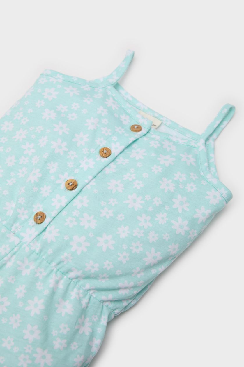 BABY GIRL Light Green Baby Girl Patterned Suspender Jumpsuit