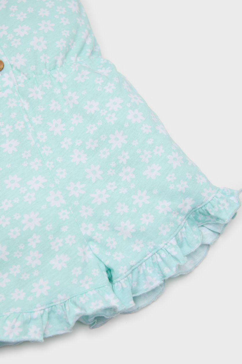 BABY GIRL Light Green Baby Girl Patterned Suspender Jumpsuit