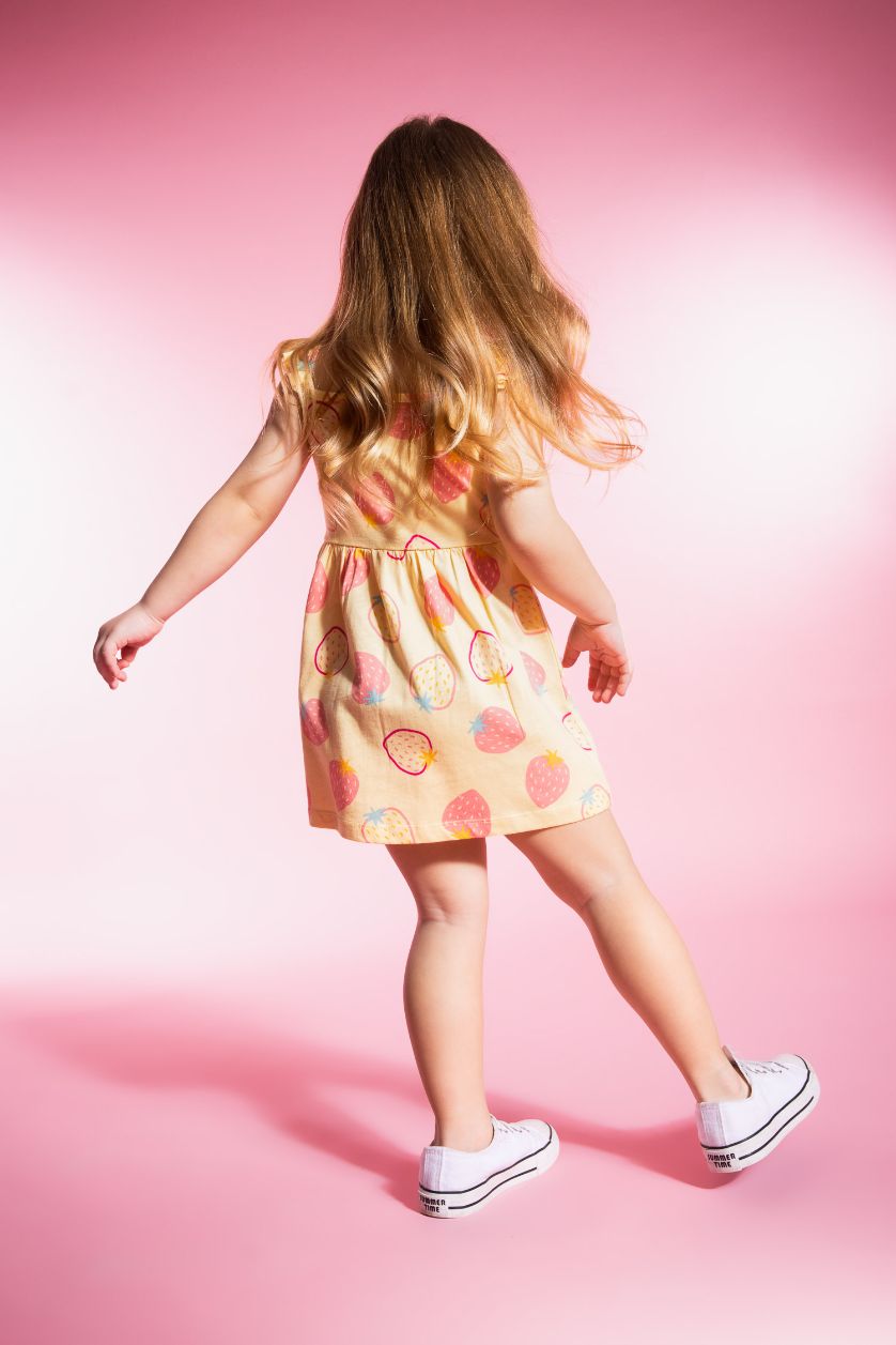 BÉBÉ FILLE Jaune Robe Sans Manches à motifs pour bébé Fille