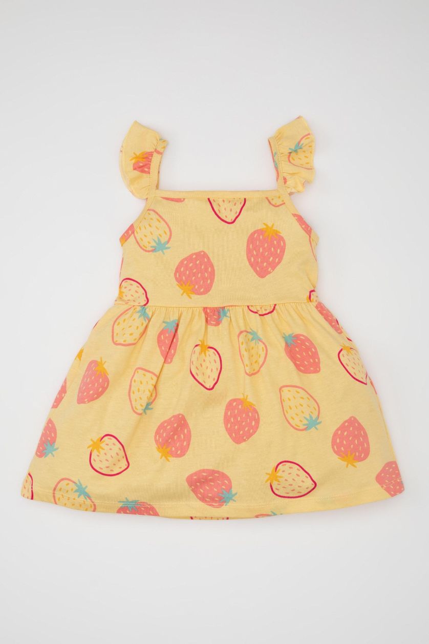 BÉBÉ FILLE Jaune Robe Sans Manches à motifs pour bébé Fille
