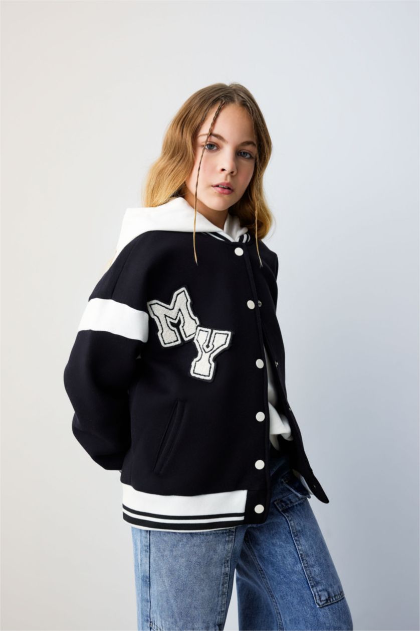 Девочки и подростки Черный Кардиган с круглым вырезом для девочек