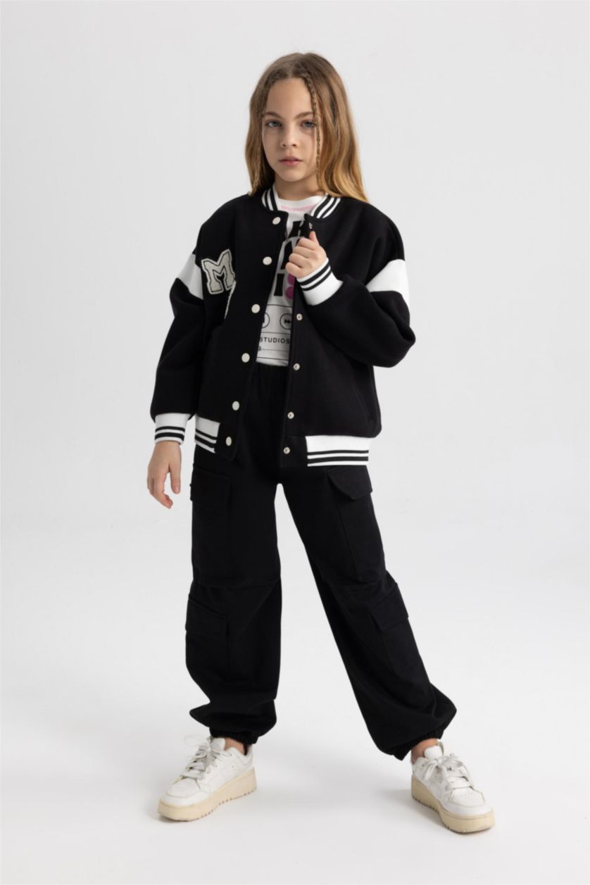 Девочки и подростки Черный Кардиган с круглым вырезом для девочек