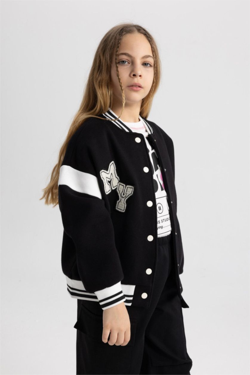 Девочки и подростки Черный Кардиган с круглым вырезом для девочек