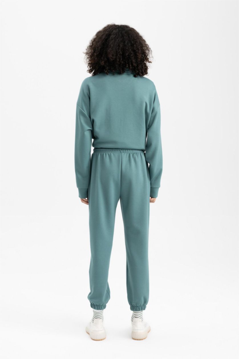 WOMAN Green Standard Fit Skuba Diving Fabric Jogger Sweatpants