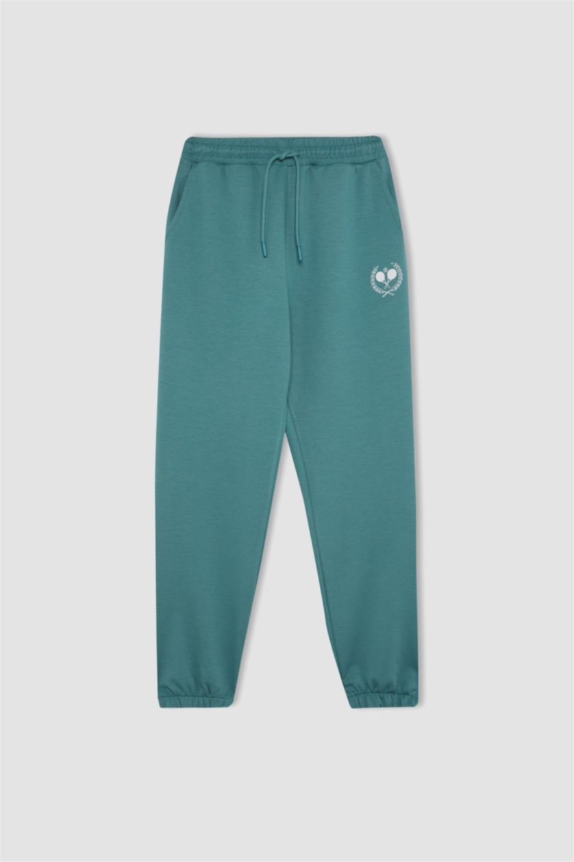 WOMAN Green Standard Fit Skuba Diving Fabric Jogger Sweatpants