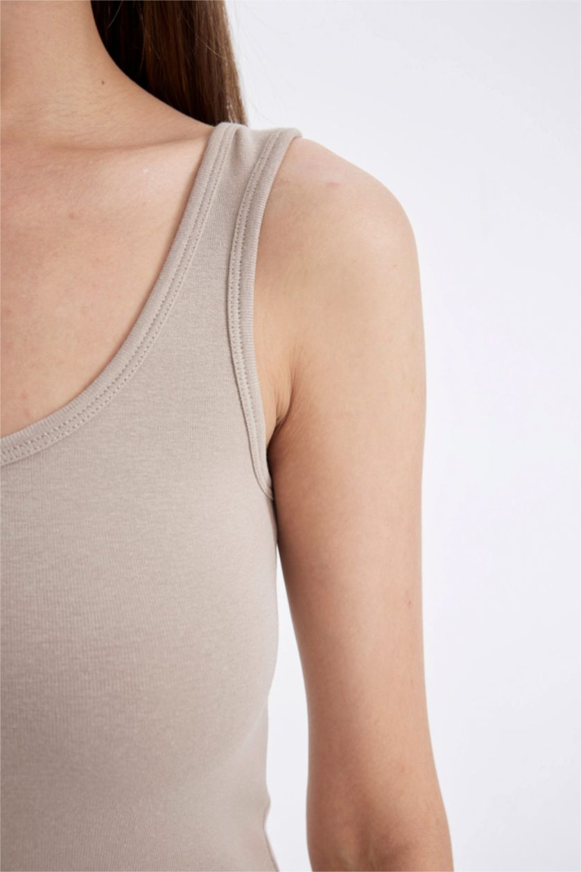 Kadın Taş Slim Fit Dar Kesim U Yaka Ribana Basic Düz Atlet