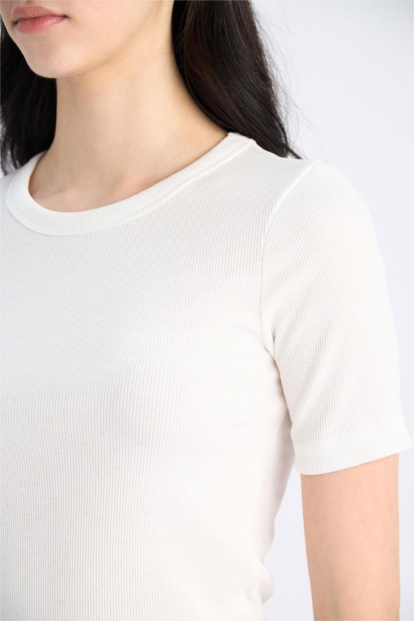 WOMAN Ecru Slim Fit Camisole Short Sleeve T-Shirt
