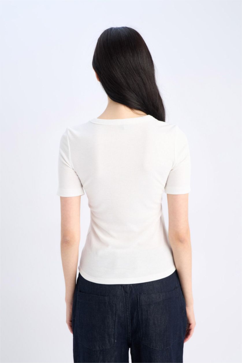 WOMAN Ecru Slim Fit Camisole Short Sleeve T-Shirt