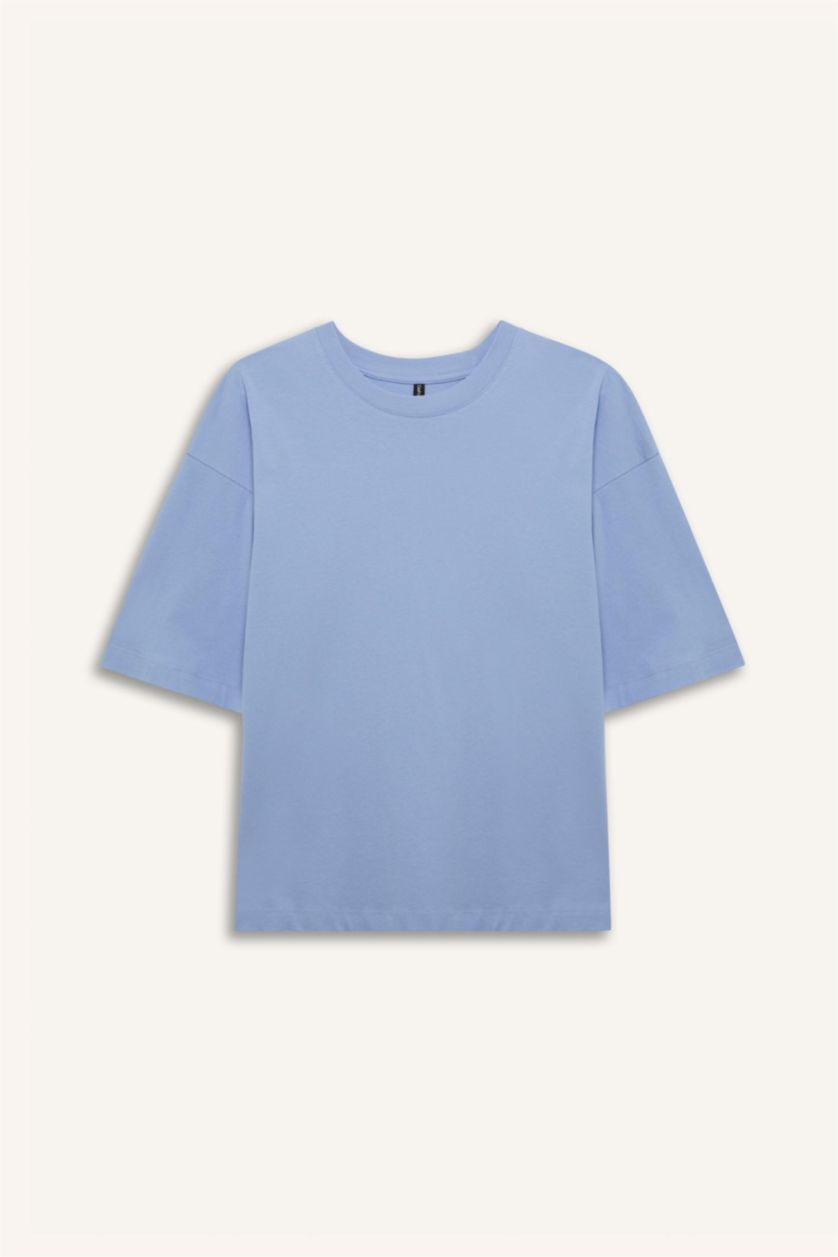 WOMAN Light Blue Oversize Fit Crew Neck Short Sleeve T-Shirt