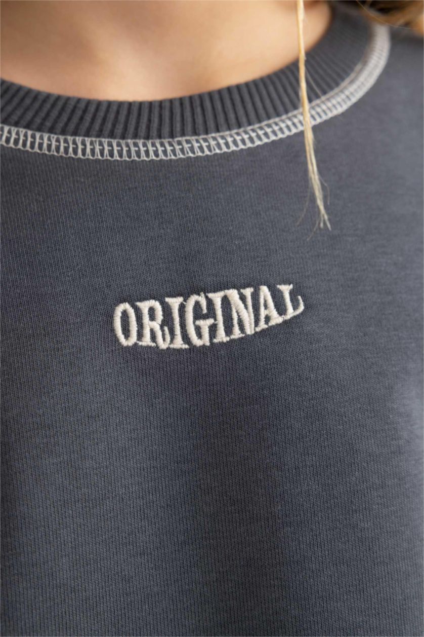 Girls & Teens Anthracite Girl Oversize Fit Crew Neck Sweatshirt