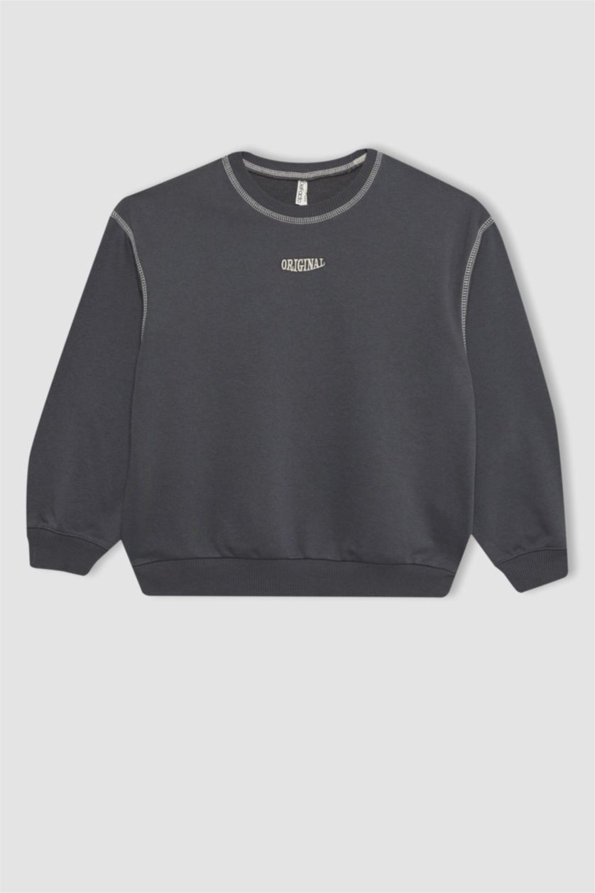 Girls & Teens Anthracite Girl Oversize Fit Crew Neck Sweatshirt