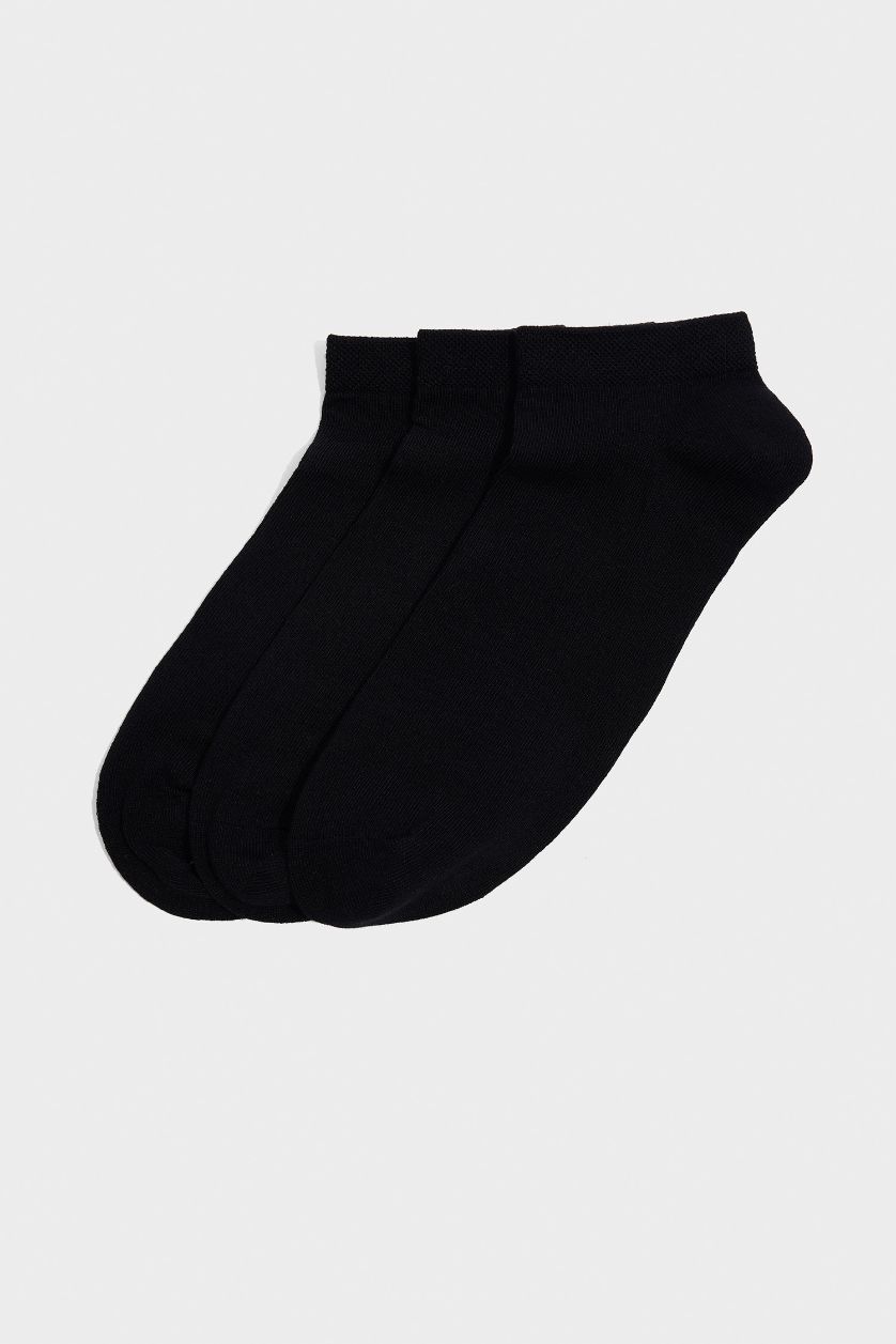 Erkek Siyah Erkek Dikişsiz 3'lü Bambu Patik Çorap