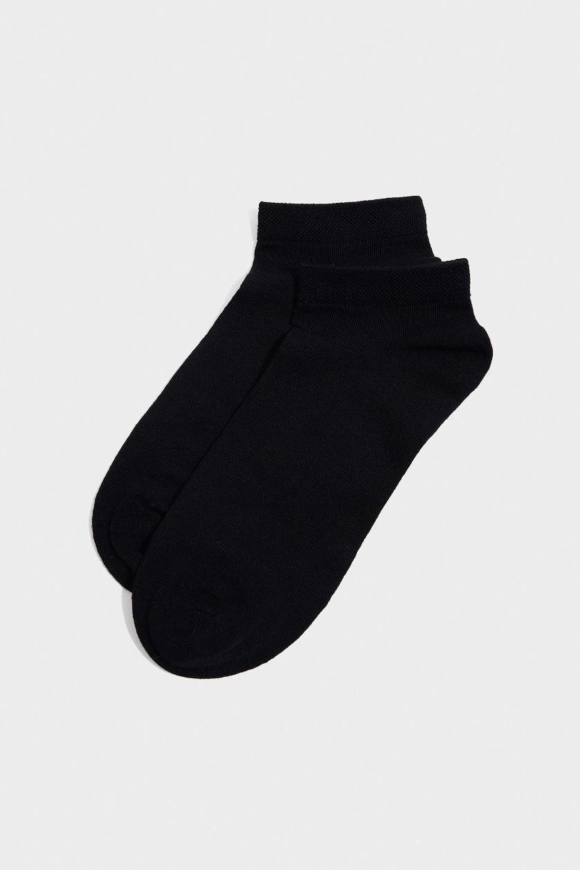 Erkek Siyah Erkek Dikişsiz 3'lü Bambu Patik Çorap