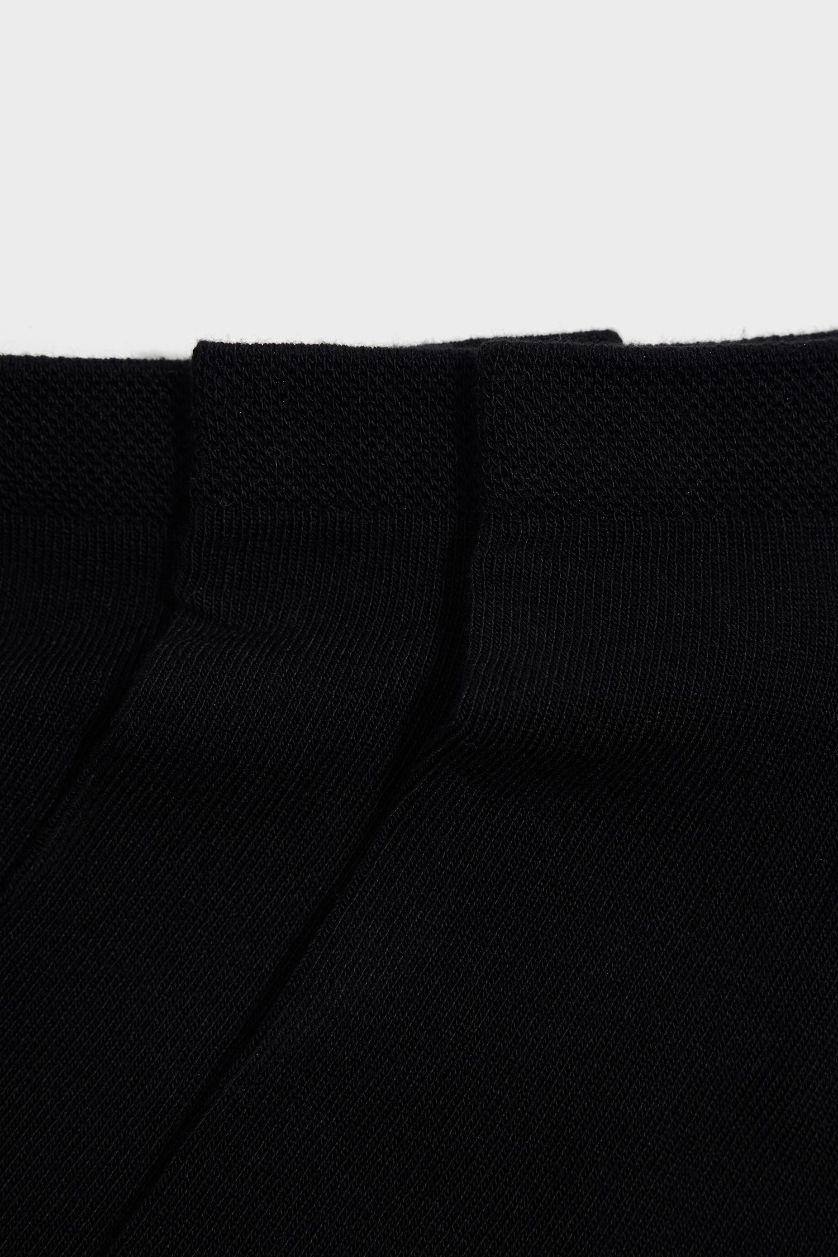 Erkek Siyah Erkek Dikişsiz 3'lü Bambu Patik Çorap