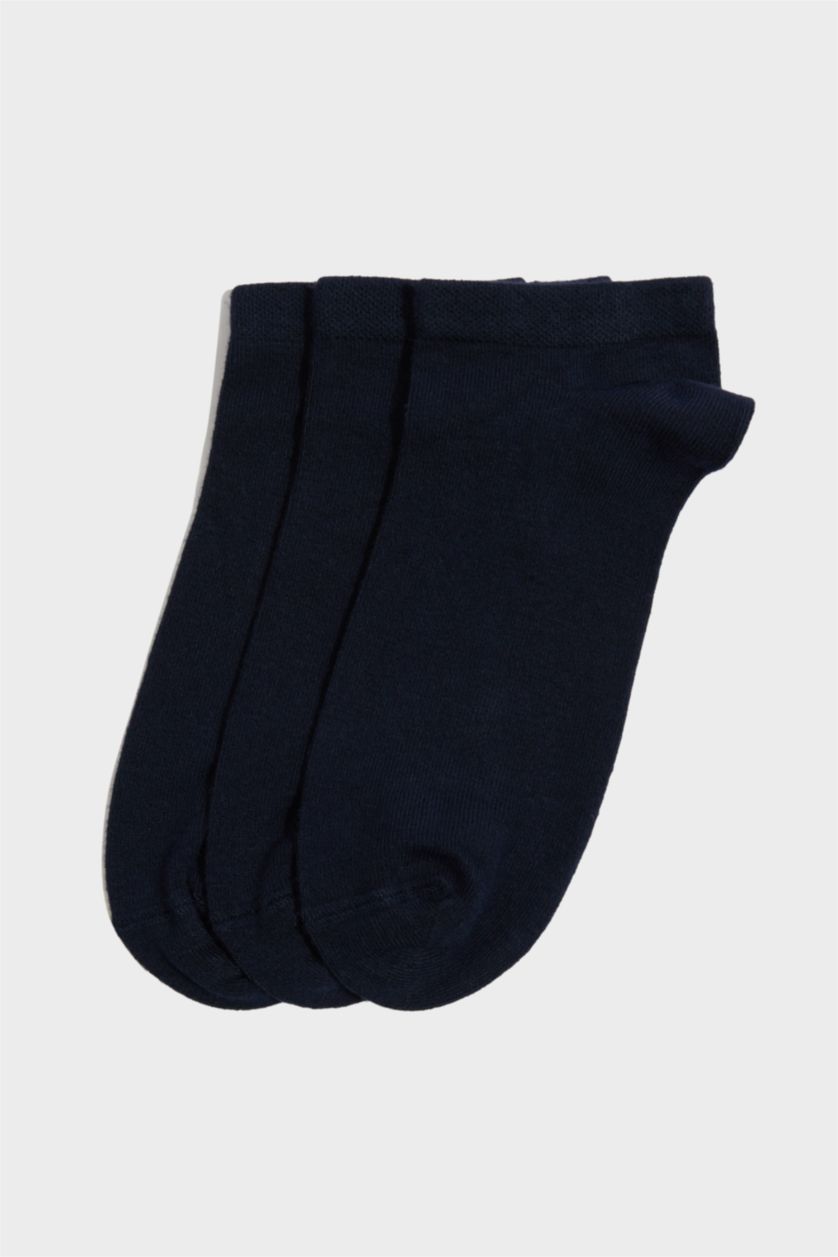 Erkek Lacivert 3'lü Bambu Patik Çorap