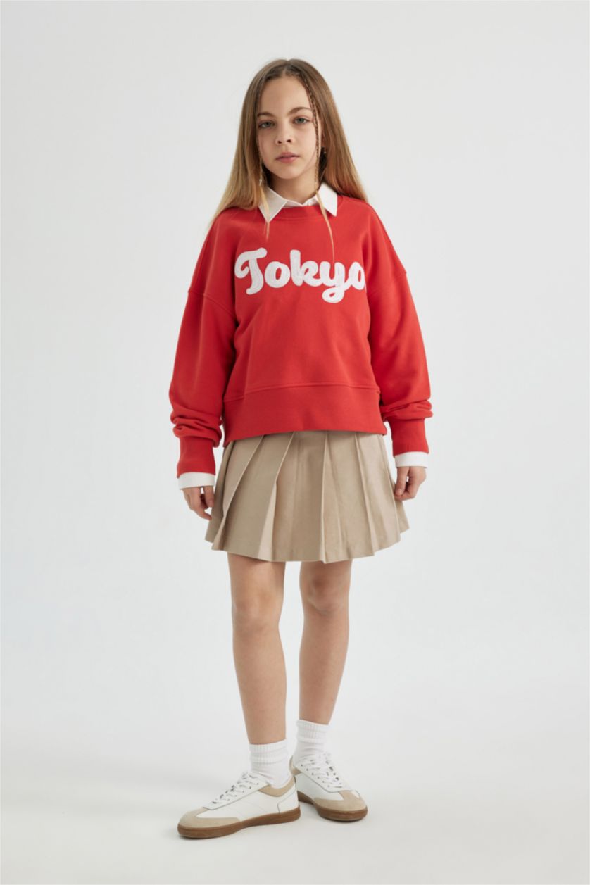 GIRLS & TEENS Stone Girl Pleated Gabardine Skirt