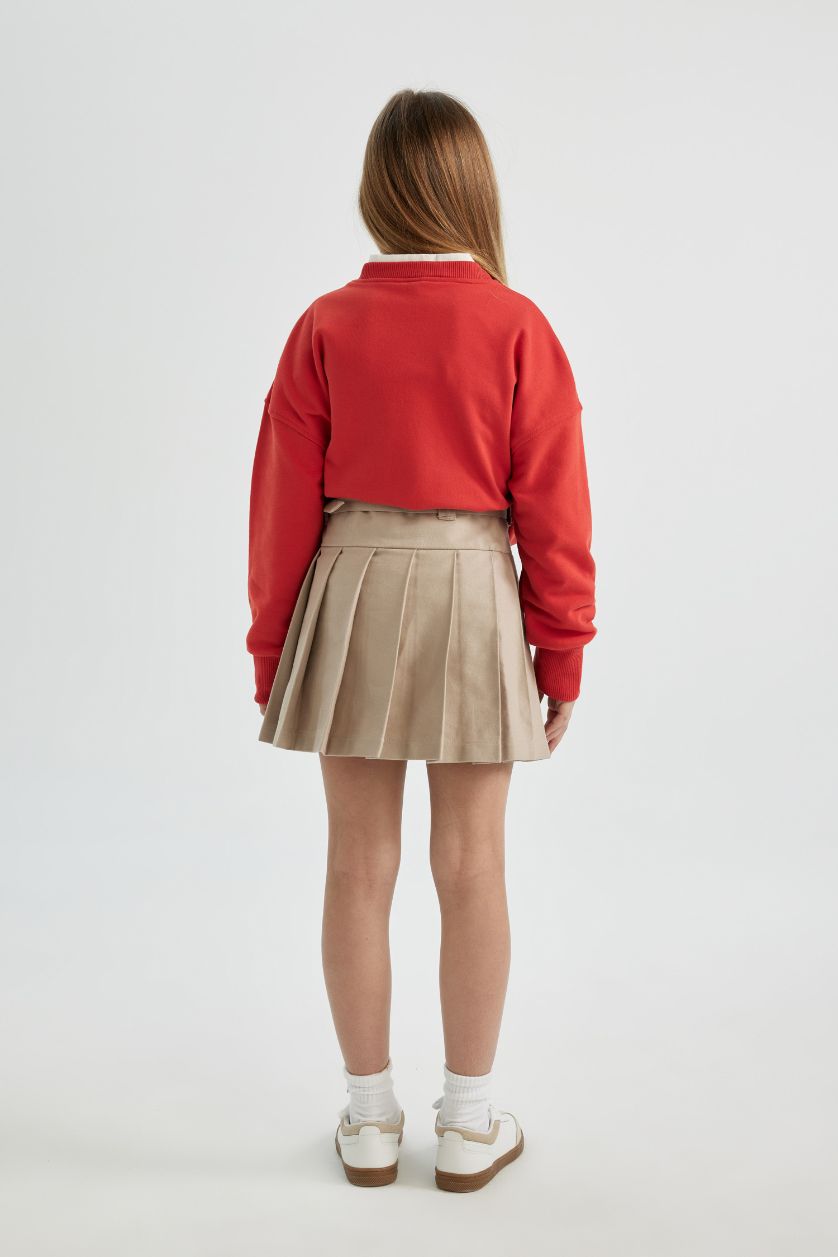 GIRLS & TEENS Stone Girl Pleated Gabardine Skirt