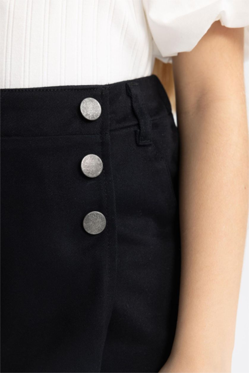 GIRLS & TEENS Black جيبة قطن قصة عادية