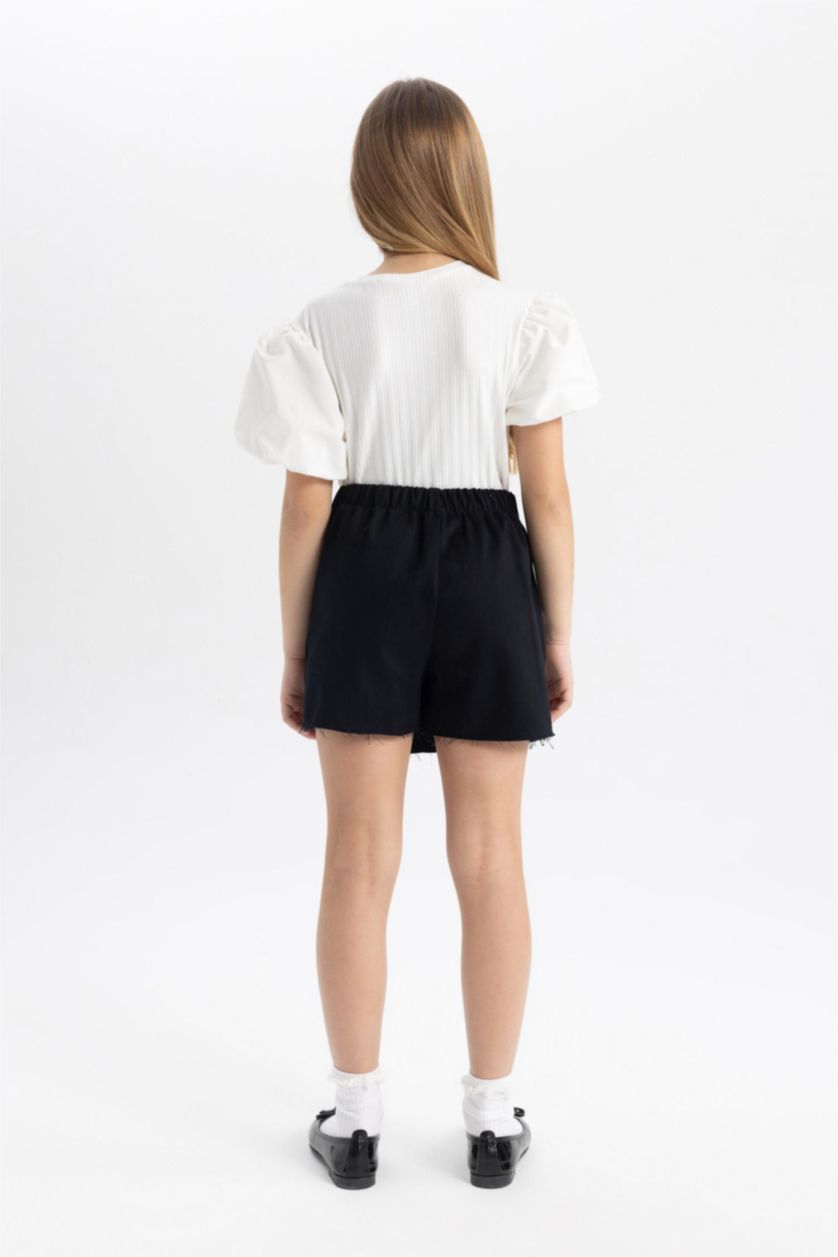 GIRLS & TEENS Black جيبة قطن قصة عادية