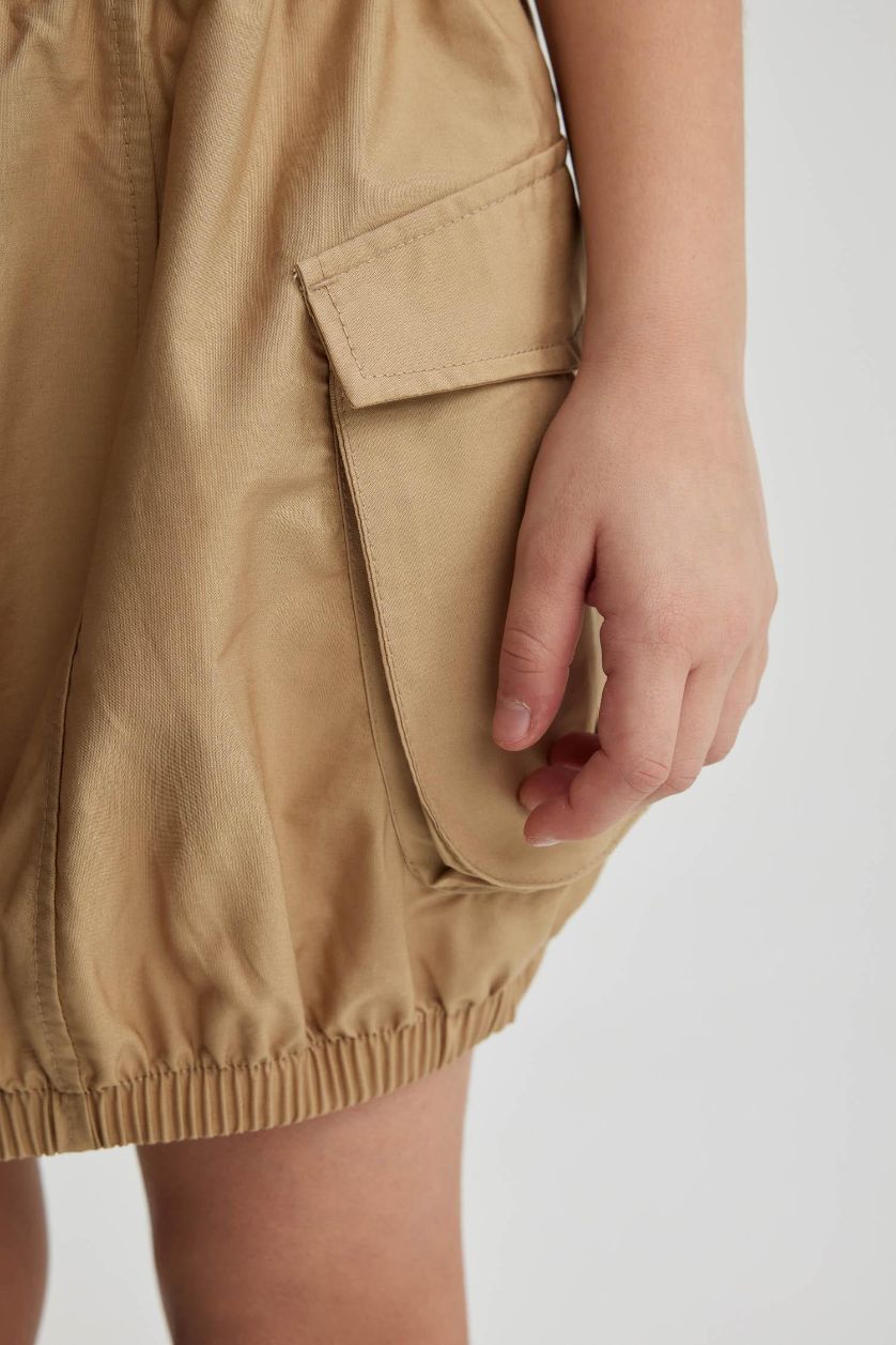 Kız Çocuk - Genç Kız Taş Kargo Cepli Poplin Etek Kız Çocuk