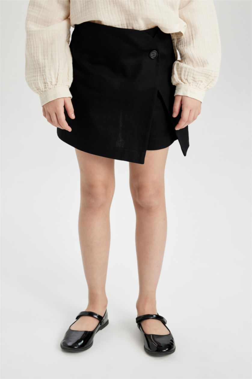 GIRLS & TEENS Black Girl Gabardine Regular Fit Skirt