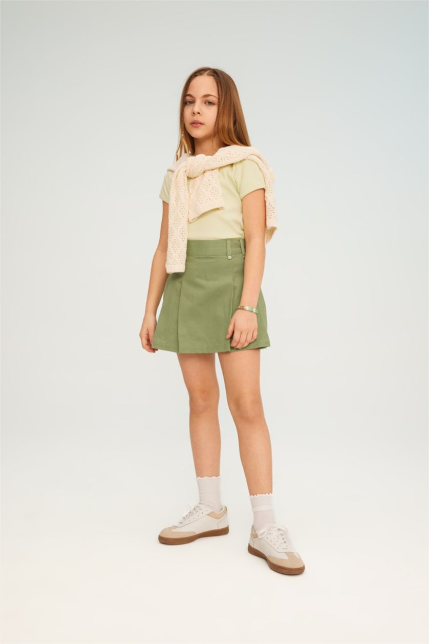 GIRLS & TEENS Light Green Girl Gabardine Regular Fit Skirt