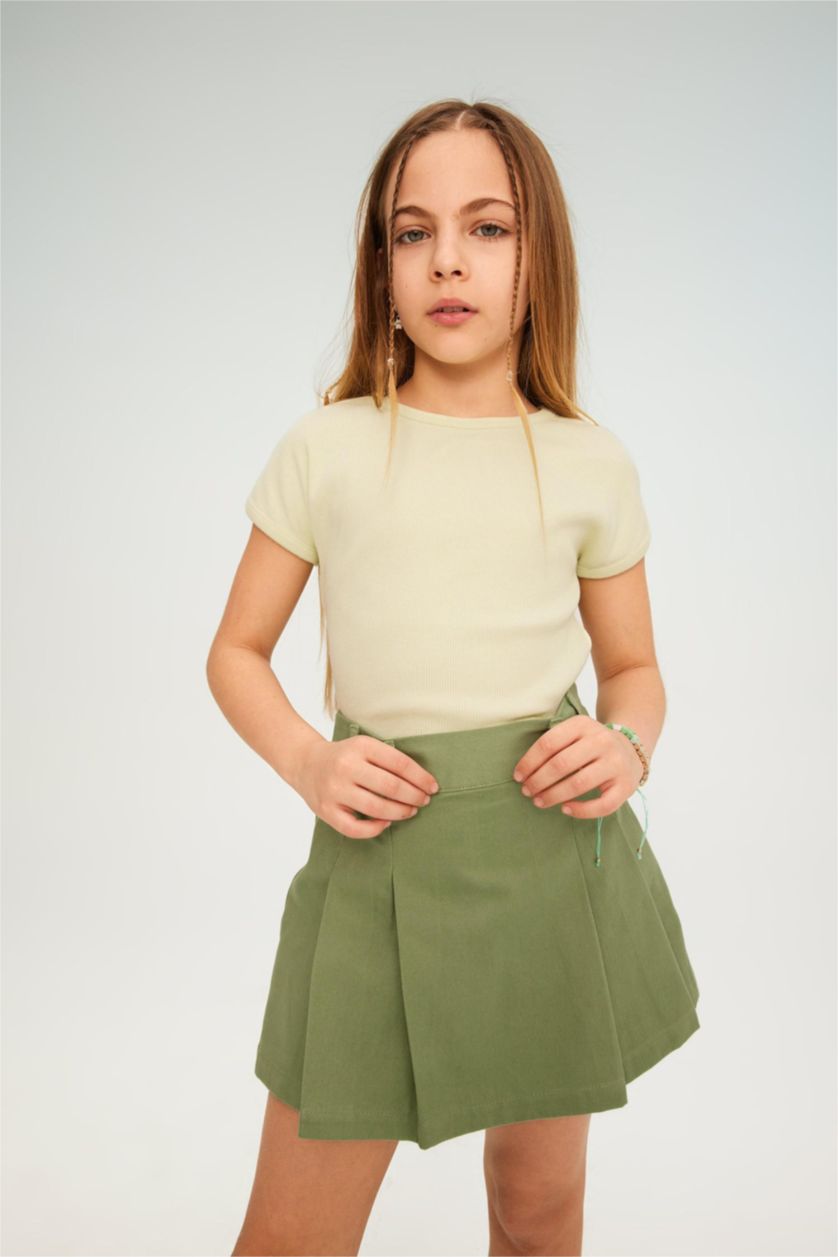 GIRLS & TEENS Light Green Girl Gabardine Regular Fit Skirt