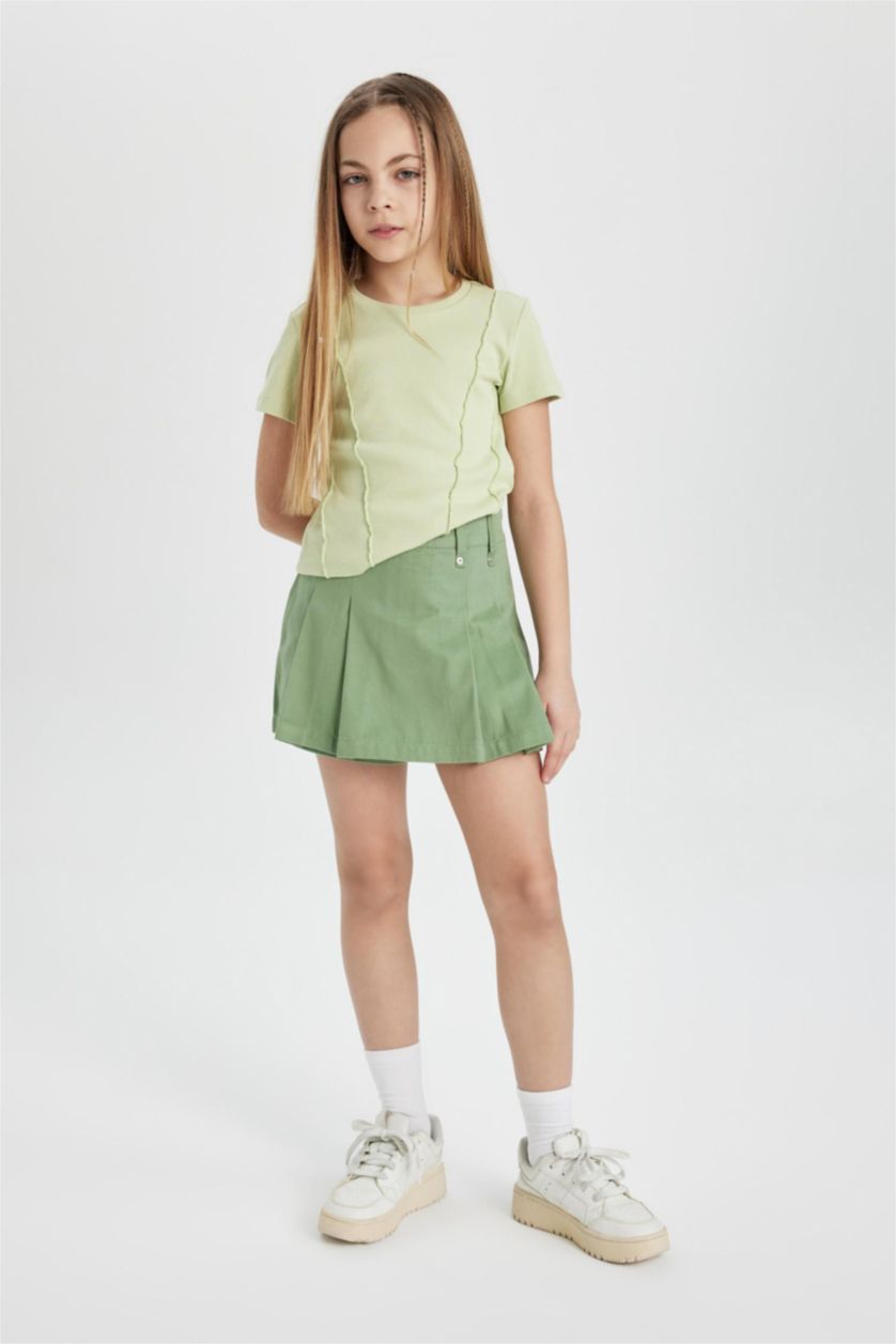 GIRLS & TEENS Light Green Girl Gabardine Regular Fit Skirt