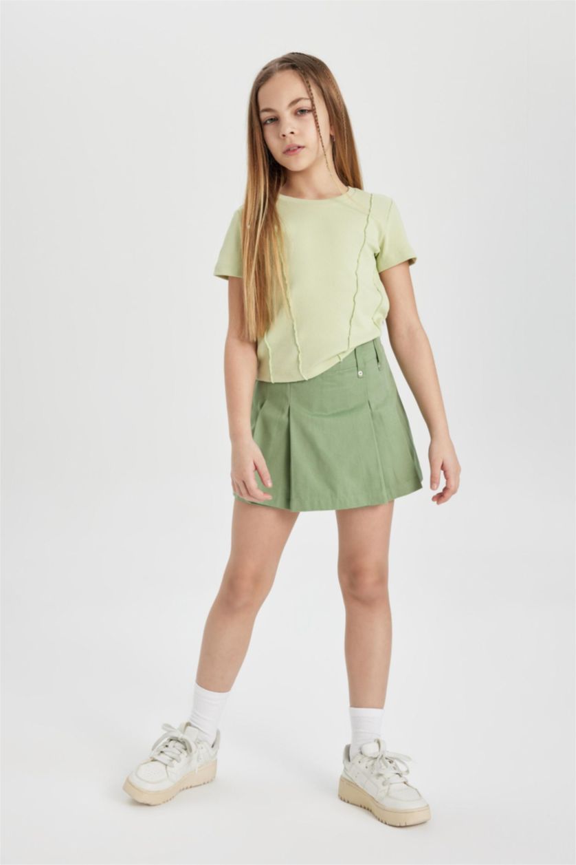 GIRLS & TEENS Light Green Girl Gabardine Regular Fit Skirt