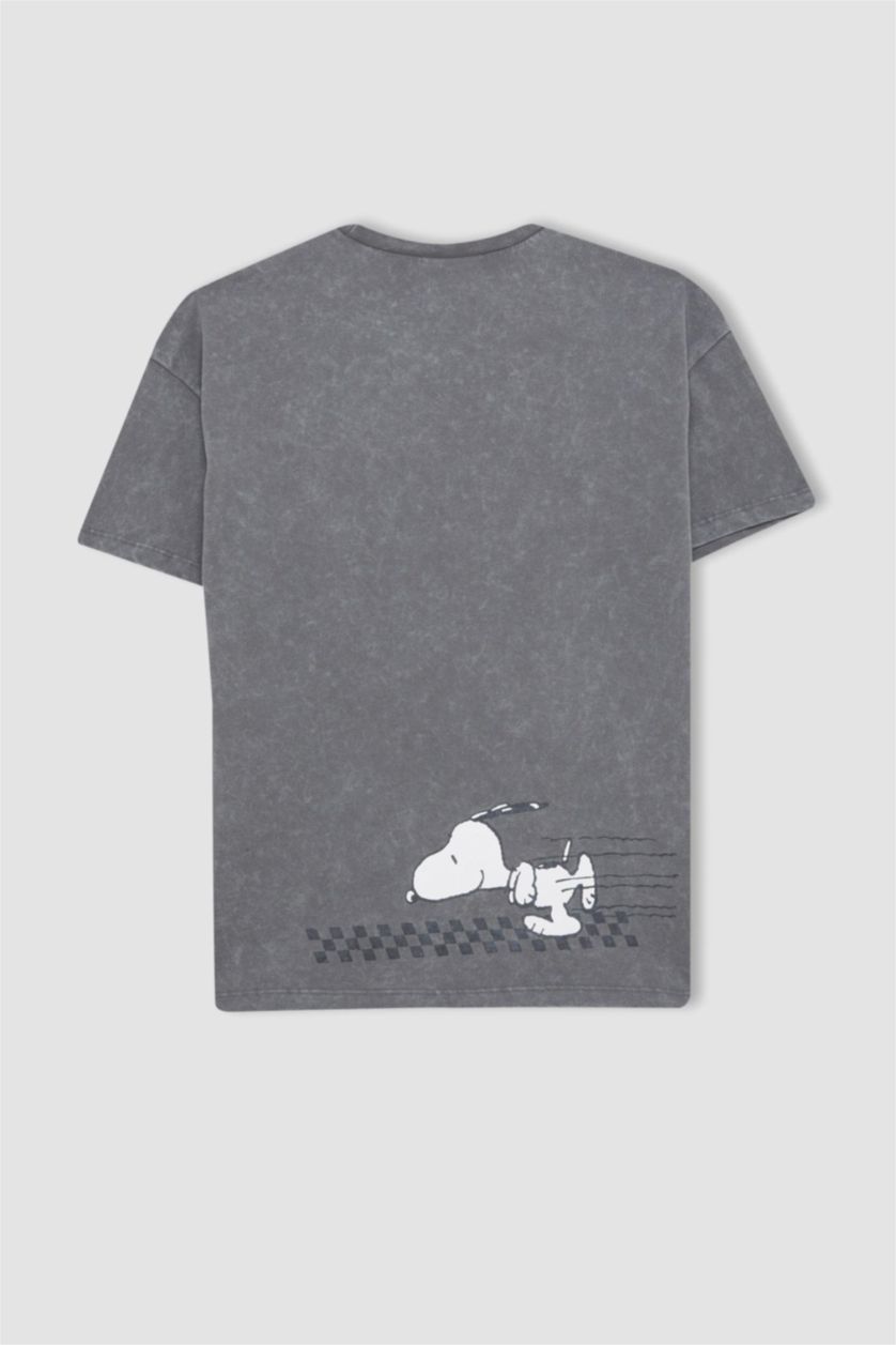 GIRLS & TEENS Grey Oversize Fit Snoopy Licensed Short Sleeve T-Shirt