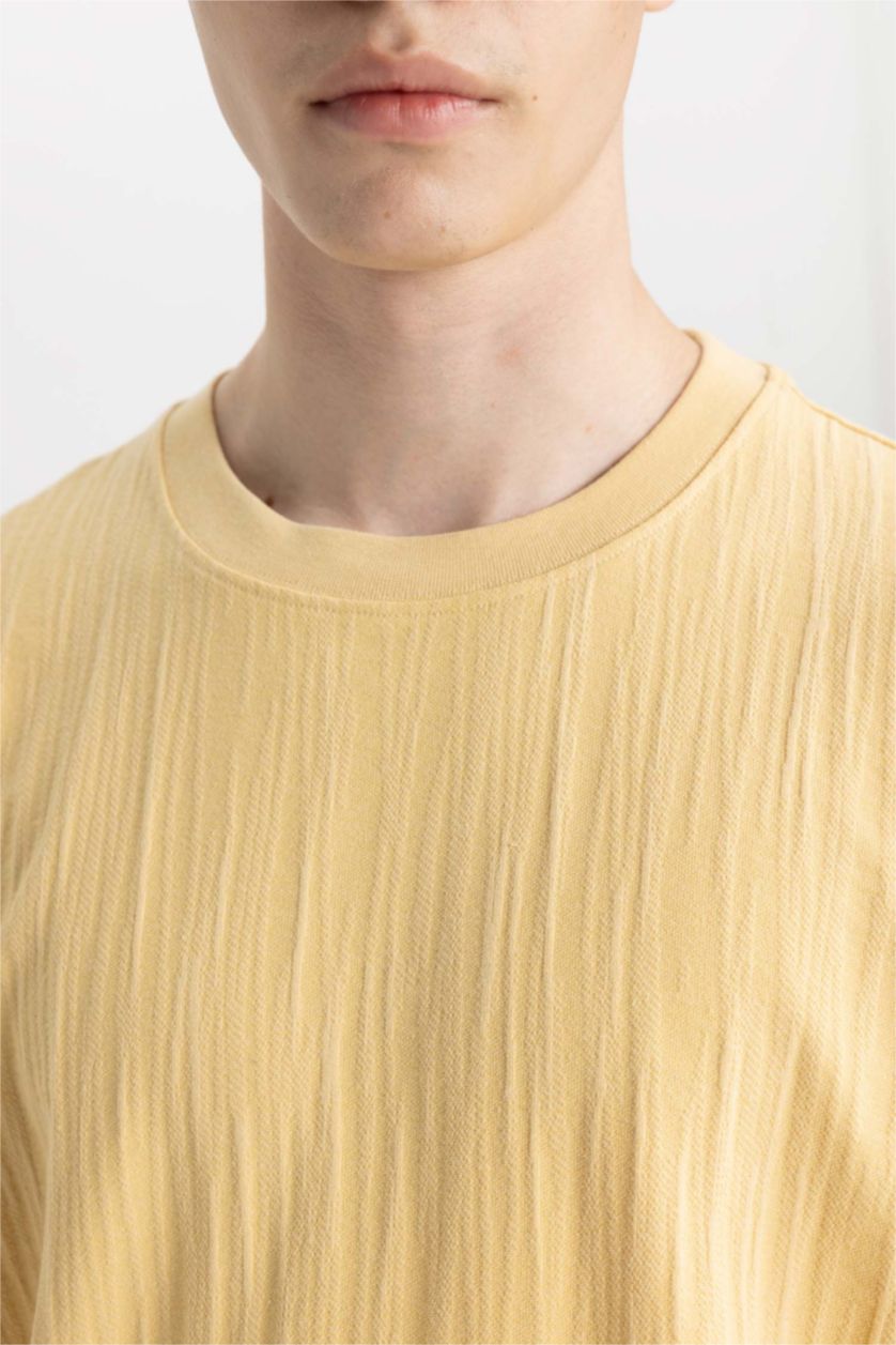 MAN Light Yellow Loose Fit Crew Neck Short Sleeve T-Shirt