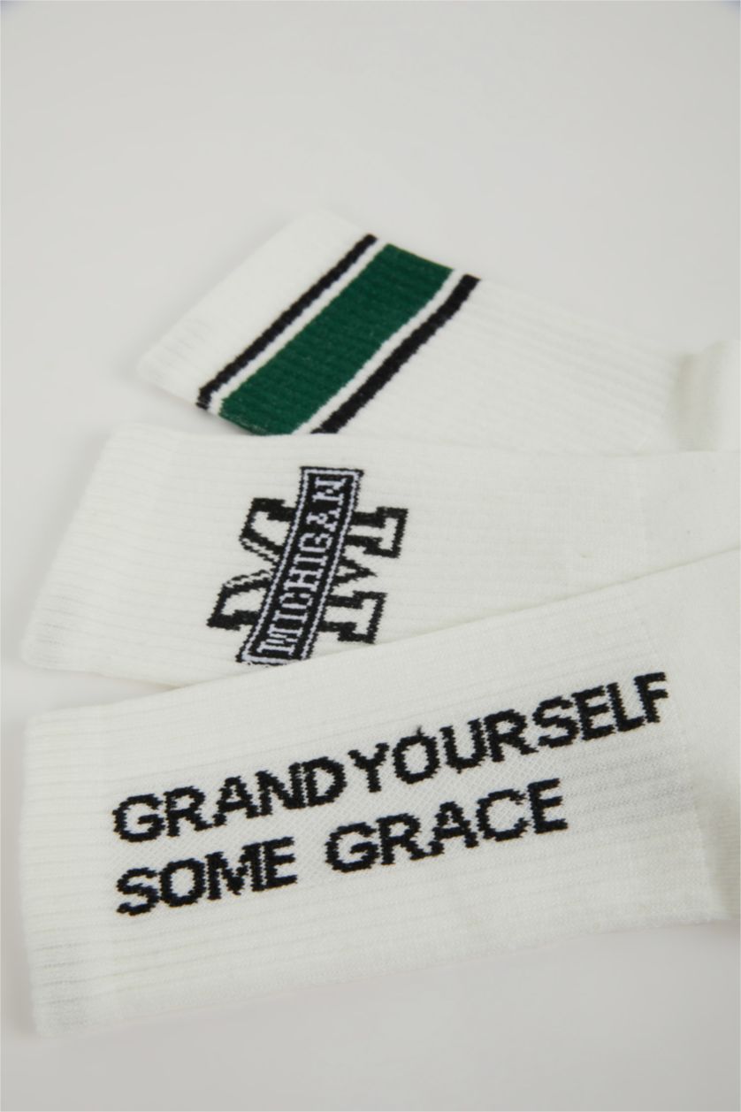 Мужчины Белый Носки с принтом из хлопка для мужчин, 3 пары