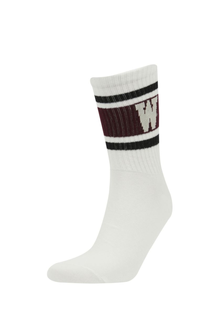 MAN White Man Striped 3 Piece Cotton Long Socks