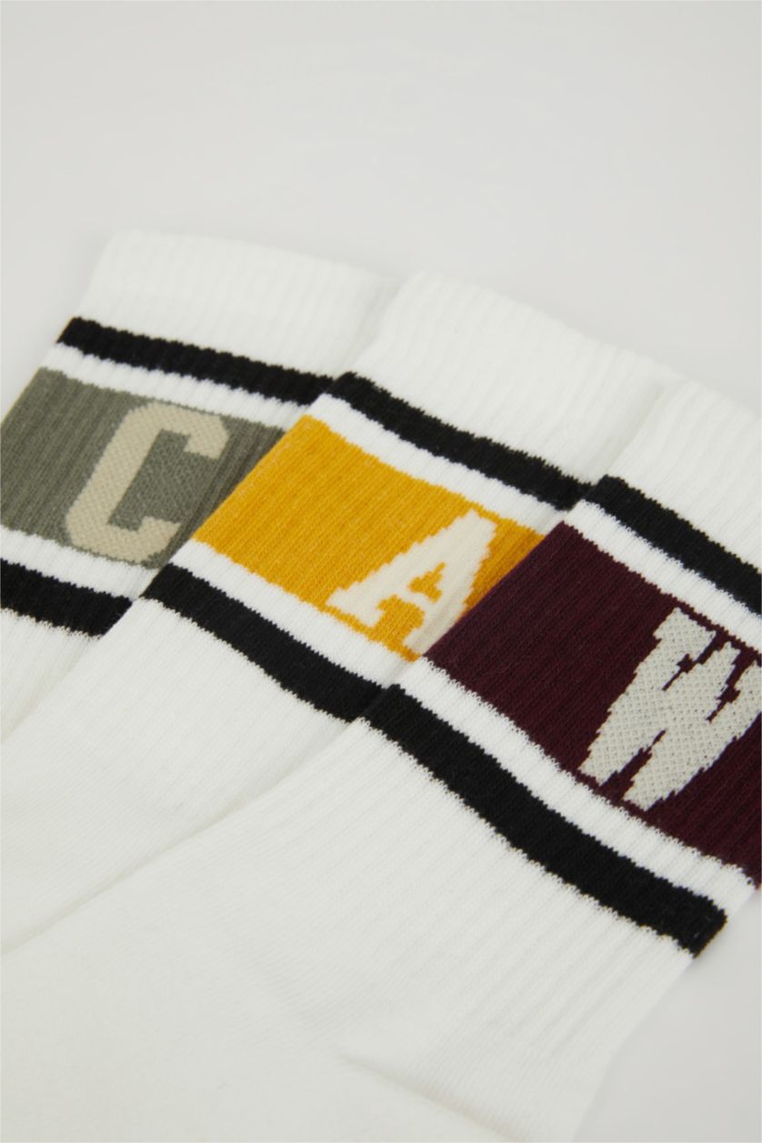 MAN White Man Striped 3 Piece Cotton Long Socks