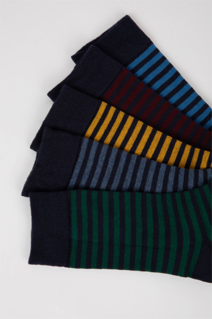 رجال كحلي جوارب طويلة قطن رجالي - 5 قطع