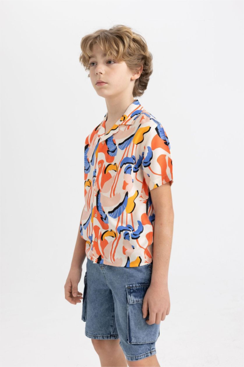 Erkek Çocuk - Genç Erkek Mavi Erkek Çocuk Kargo Cepli Jean Şort